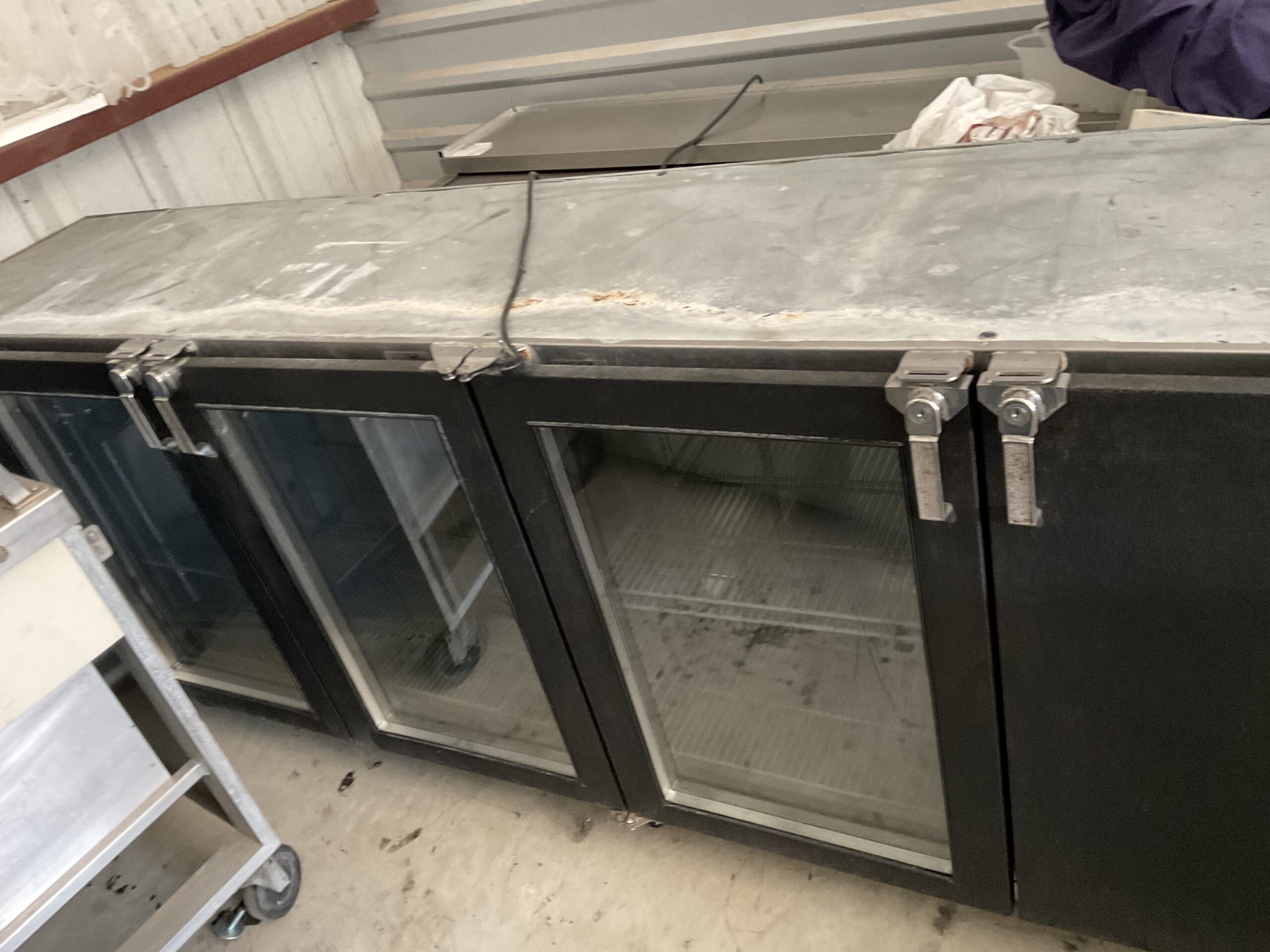 108”GLASS TENDER BACK BAR COOLER WITH CASTERS Used Equipment