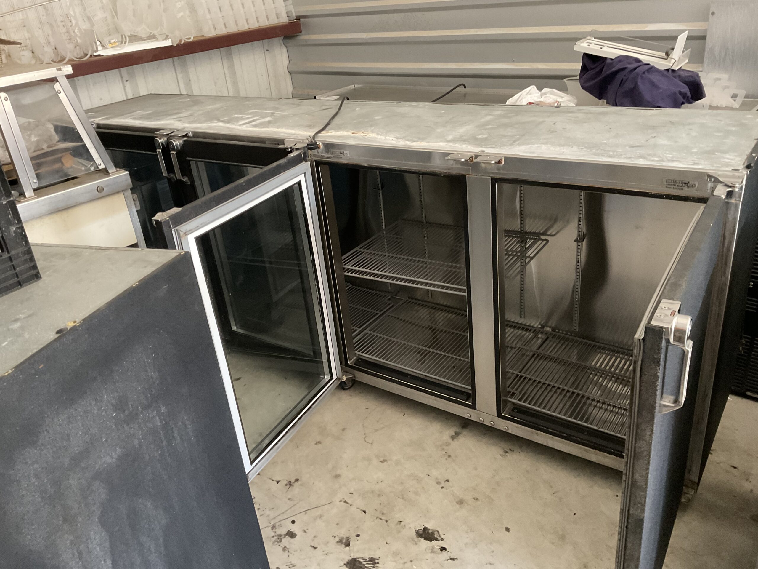 108”GLASS TENDER BACK BAR COOLER WITH CASTERS Used Equipment
